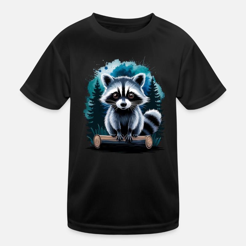 Süßer Waschbär Kinder Funktions-T-Shirt