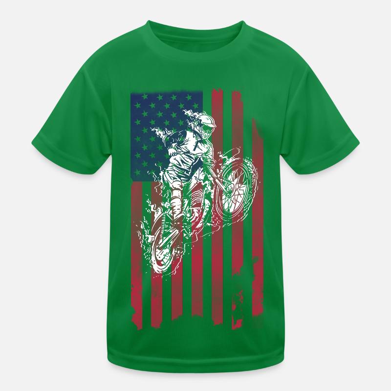 Dirt Biking USA-Flagge Kinder Funktions-T-Shirt