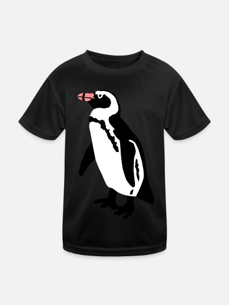 Pinguin - Kinder Funktions-T-Shirt - Schwarz