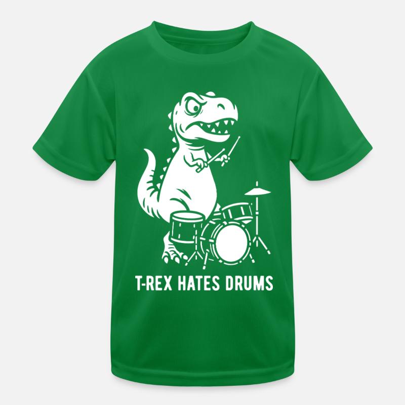 T-Rex hates drums - Drummer - Geschenk Kinder Funktions-T-Shirt
