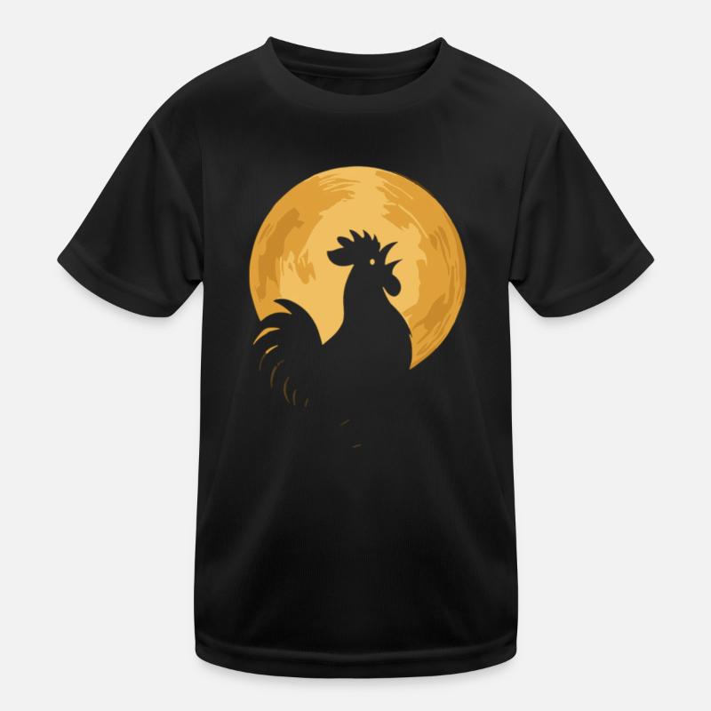 Colle's rooster in the moon Kids Functional T-Shirt