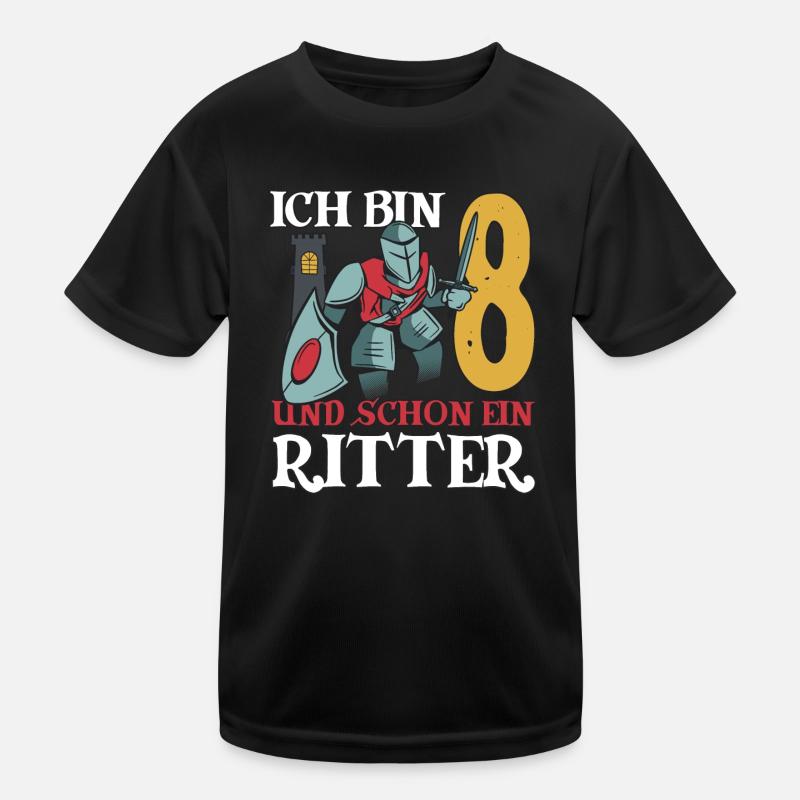 8. Geburtstag cooler Ritter Junge 8 Jahre alt Kinder Funktions-T-Shirt