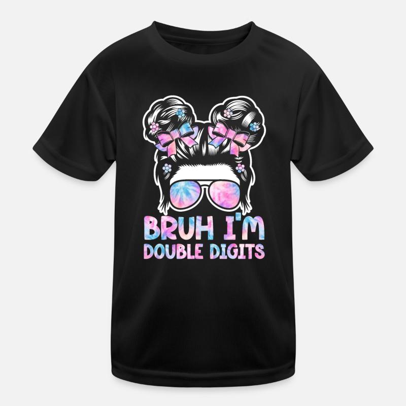 10th Birthday Girl Gift Idea Double Digits Kids Functional T-Shirt