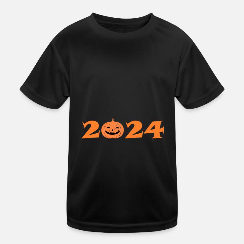 Halloween 2024 Lettering with Pumpkin Costume Kids Functional T-Shirt