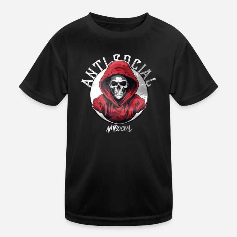Anti Social Skull Logo Graffiti with Drips Design Kinder Funktions-T-Shirt