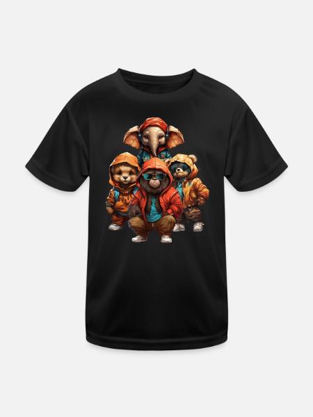 Wild Hip-Hop Party - Kids Functional T-Shirt - black - Front