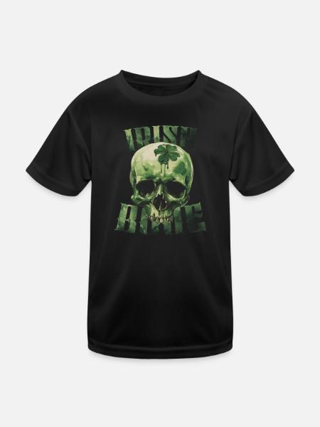 Irish Bone Green Skull St. Patricks Day - Kinder Funktions-T-Shirt - Schwarz - Vorne