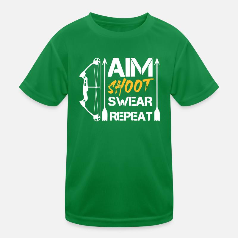 Aim Shoot Swear Repeat Archery Gift Hobby Kids Functional T-Shirt