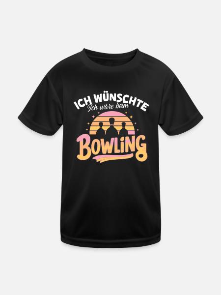 Bowling-Wunsch Fan Hobby Shirt Kegeln Idee - Kinder Funktions-T-Shirt - Schwarz - Vorne