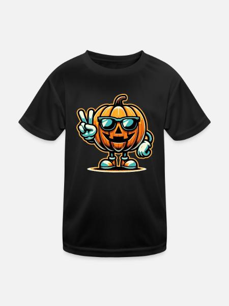 Pumpkin Peace Sign - Kids Functional T-Shirt - black - Front