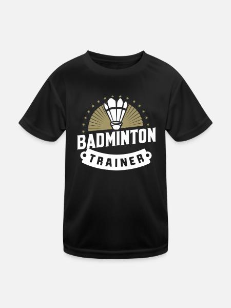 Badminton-Trainer Shirt Federball Coach Geschenk - Kinder Funktions-T-Shirt - Schwarz - Vorne