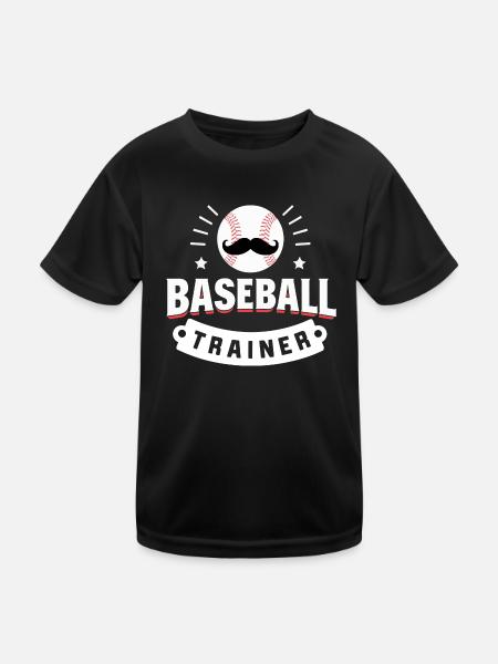 Baseball Mustache Trainer | Coach Geschenk | Sport - Kinder Funktions-T-Shirt - Schwarz - Vorne
