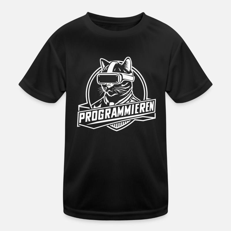 Coder-Katze Lustig Programmieren Geek Geschenk Kinder Funktions-T-Shirt