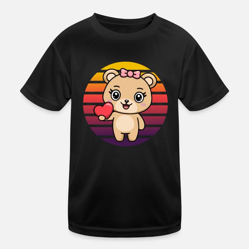 Teddybär mit Herz - Retro Vintage Sunset Kinder Funktions-T-Shirt