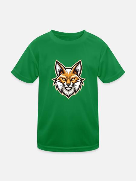 Coole Cartoon Katze - Kinder Funktions-T-Shirt - Kelly Green - Vorne