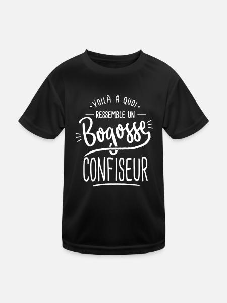 bogosse Confiseur cadeau humour chocolat bonbon - T-shirt sport Enfant - noir - Devant