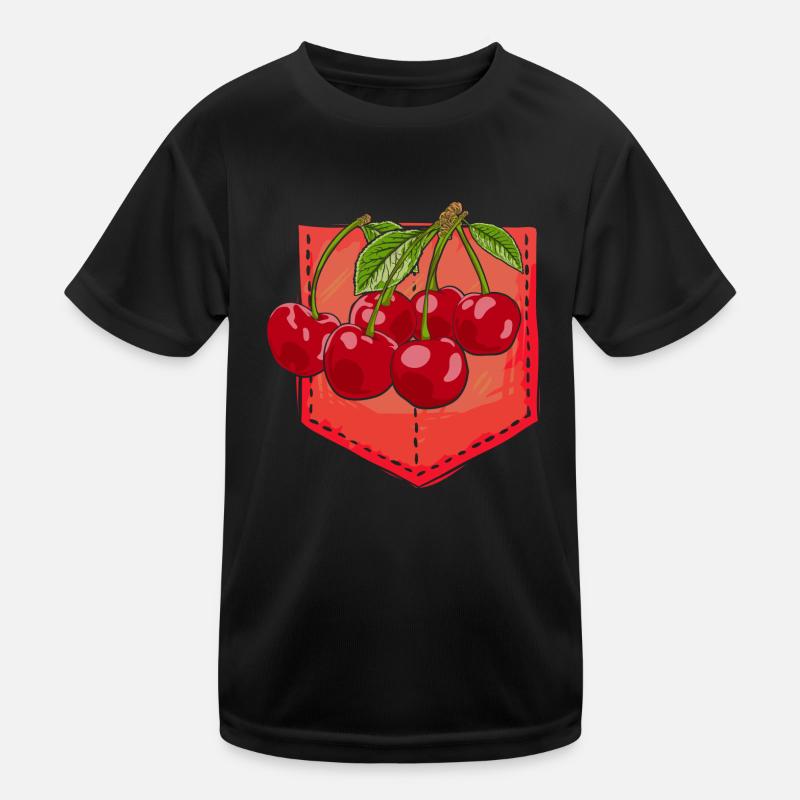 Früchte Obst Kirschen Geschenk Brusttasche Kirsche Kinder Funktions-T-Shirt