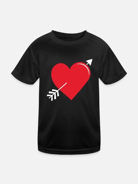 Pfeilherz Rot - Kinder Funktions-T-Shirt - Schwarz - Vorne