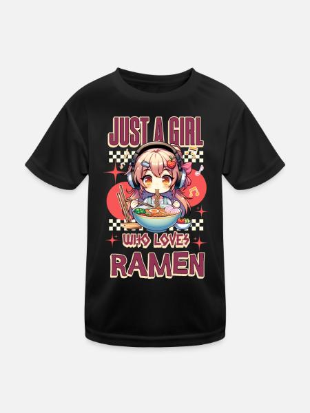 Juste une fille qui aime les ramen - T-shirt sport Enfant - noir - Devant