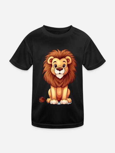 Niedlicher Löwe für Löwen Liebhaber und Löwen - Kinder Funktions-T-Shirt - Schwarz