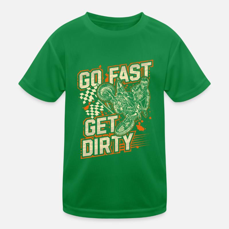 Fahre schnell werde schmutzig - Motocross Spruch Kinder Funktions-T-Shirt