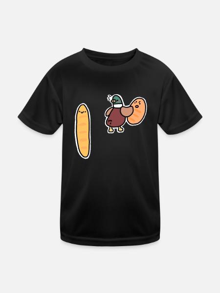 Ente mit Brot Meme - Kinder Funktions-T-Shirt - Schwarz - Vorne