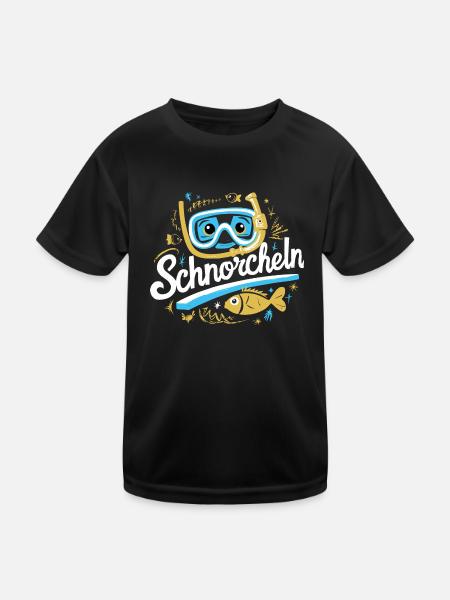 Schnorchel-Abenteuer Taucherbrille Flossen Meer - Kinder Funktions-T-Shirt - Schwarz - Vorne