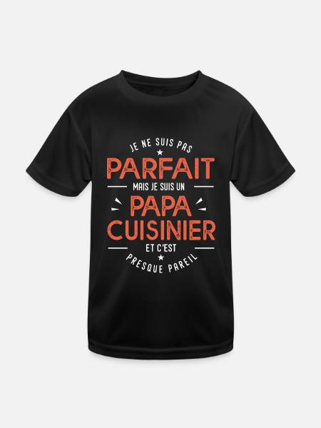 papa cuisinier cadeau cool papa - T-shirt sport Enfant - noir - Devant