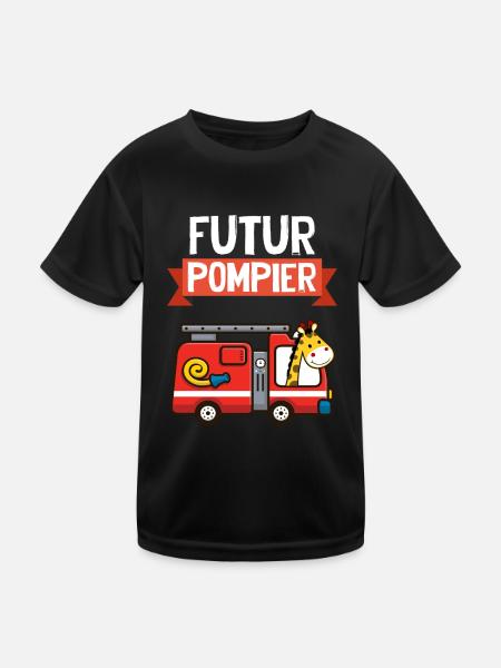 Mon Petit Pompier Adoré Cadeau Garçon Bébé - T-shirt sport Enfant - noir - Devant