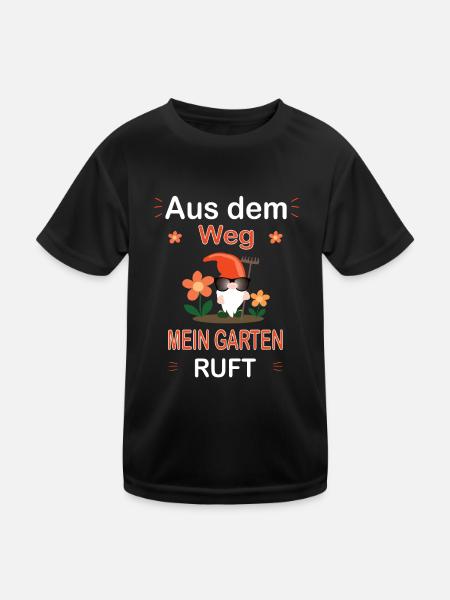 Der Garten ruft- Gärtner Gartenarbeit Spruch - Kinder Funktions-T-Shirt - Schwarz - Vorne