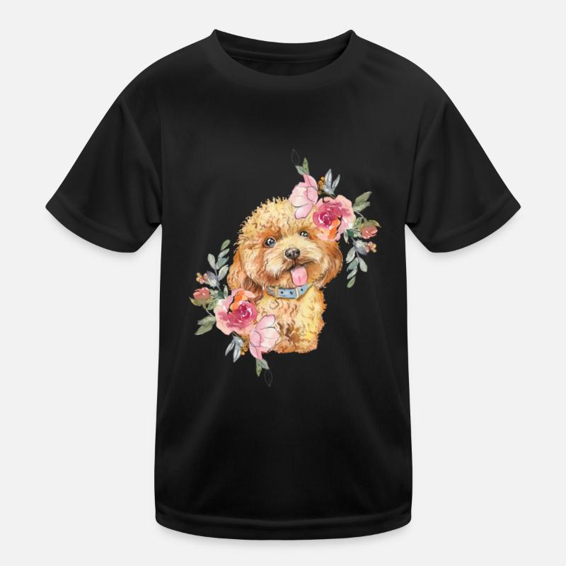 Mignon Labradoodle Puppy Dog avec des fleurs Aquarelle T-shirt sport Enfant