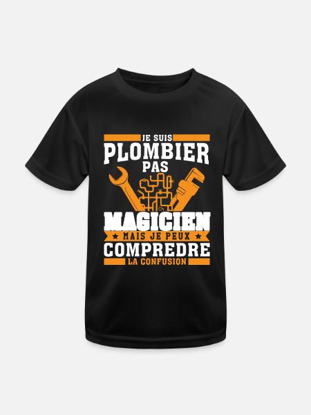 Plombier Pas Magicien Plomberie - T-shirt sport Enfant - noir - Devant