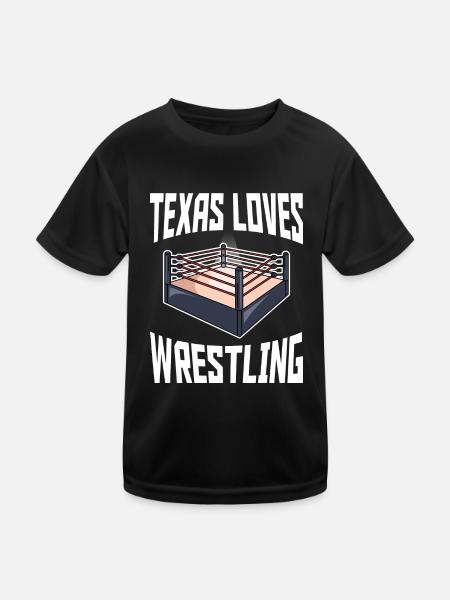 Texas wrestling design for proud Texas fans - Kids Functional T-Shirt - black - Front