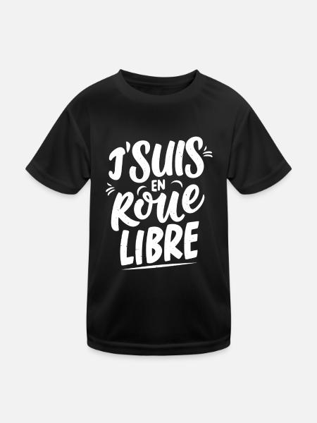 J'suis en roue libre - T-shirt sport Enfant - noir - Devant