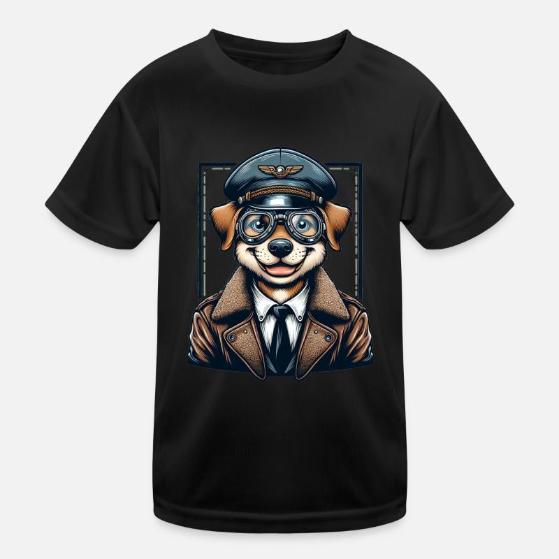 Cute Dog Pilot Kids Functional T-Shirt