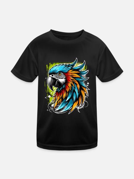Perroquet street art - T-shirt sport Enfant - noir - Devant