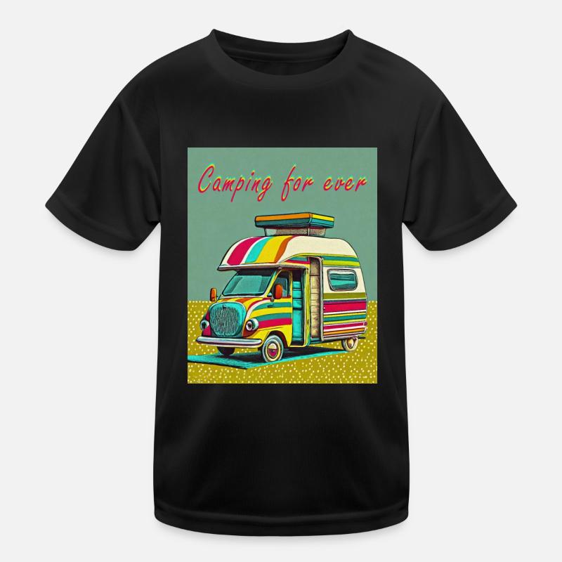Camping forever - Kids Functional T-Shirt - black
