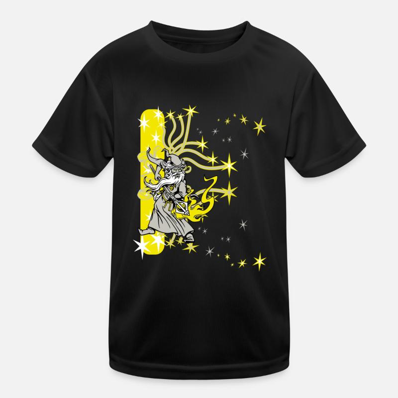 Zauberer - Kinder Funktions-T-Shirt - Schwarz