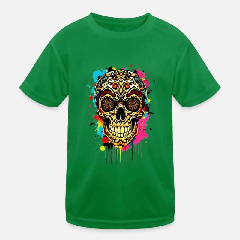 Colorful Calavera Kinder Funktions-T-Shirt