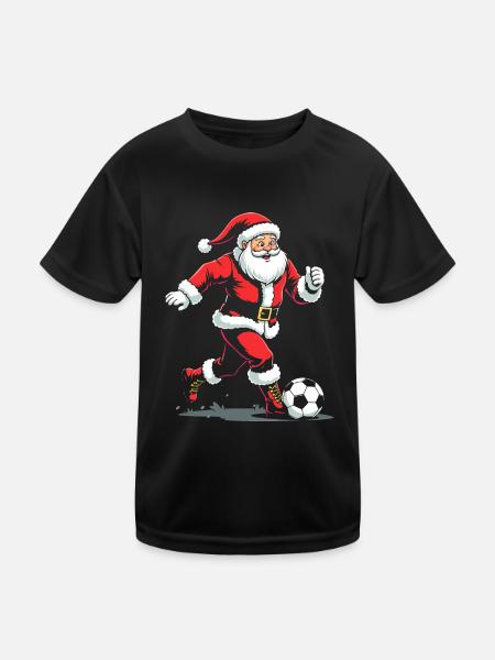 Fussballer Weihnachten - Kinder Funktions-T-Shirt - Schwarz - Vorne