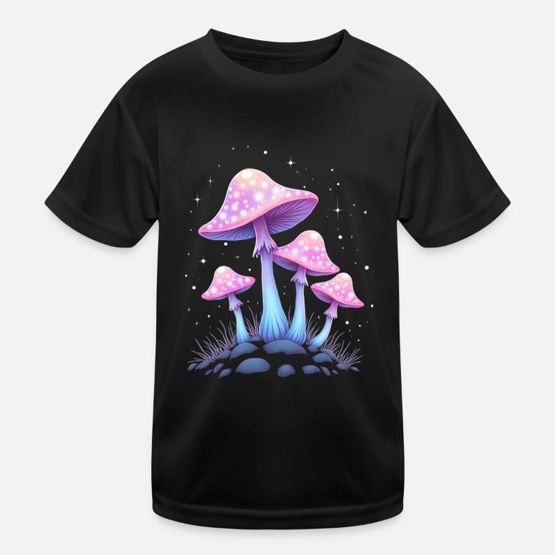 Magic Mushrooms - Mystical Forest Art Kids Functional T-Shirt