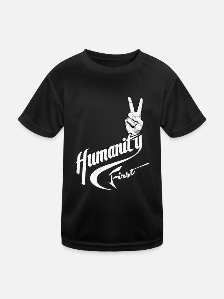 Humanity First | True Peace Symbol - Kids Functional T-Shirt - black