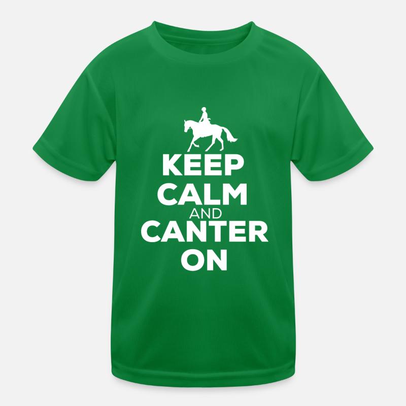 Keep Calm And Canter On - Pferde Reiten Geschenk Kinder Funktions-T-Shirt