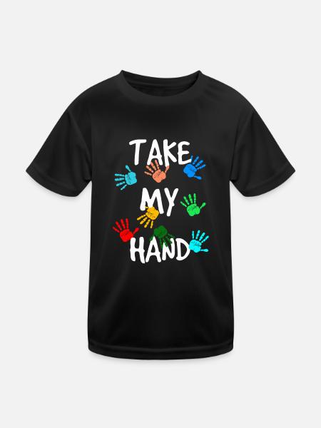 Take my Hand - Kinder Funktions-T-Shirt - Schwarz - Vorne