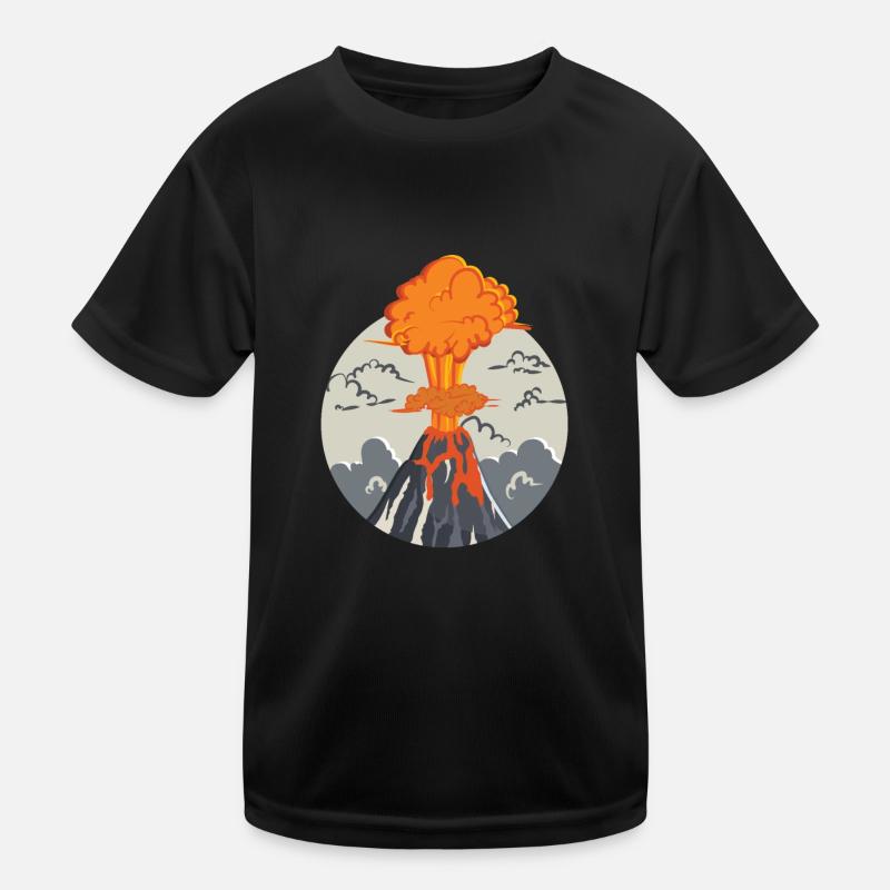 Erupting volcano - Kids Functional T-Shirt - black