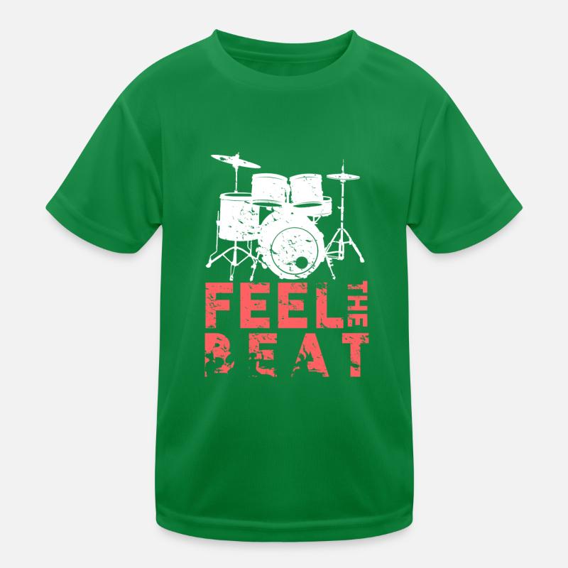 Feel the beat drummer gift saying Kids Functional T-Shirt