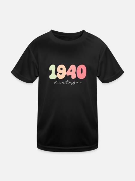 Vintage Jahrgang 1940 Geburtstag - Kinder Funktions-T-Shirt - Schwarz