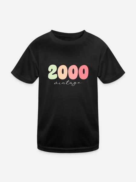 Vintage Jahrgang 2000 Geburtstag - Kinder Funktions-T-Shirt - Schwarz - Vorne