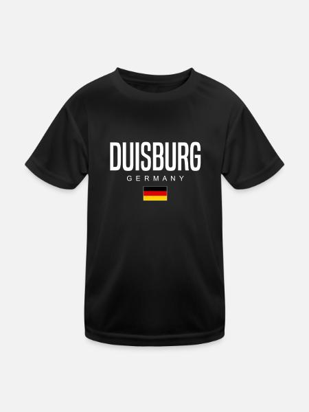 Duisburg - Kinder Funktions-T-Shirt - Schwarz - Vorne