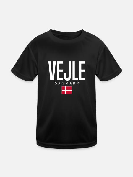 Vejle, Denmark - Kids Functional T-Shirt - black - Front